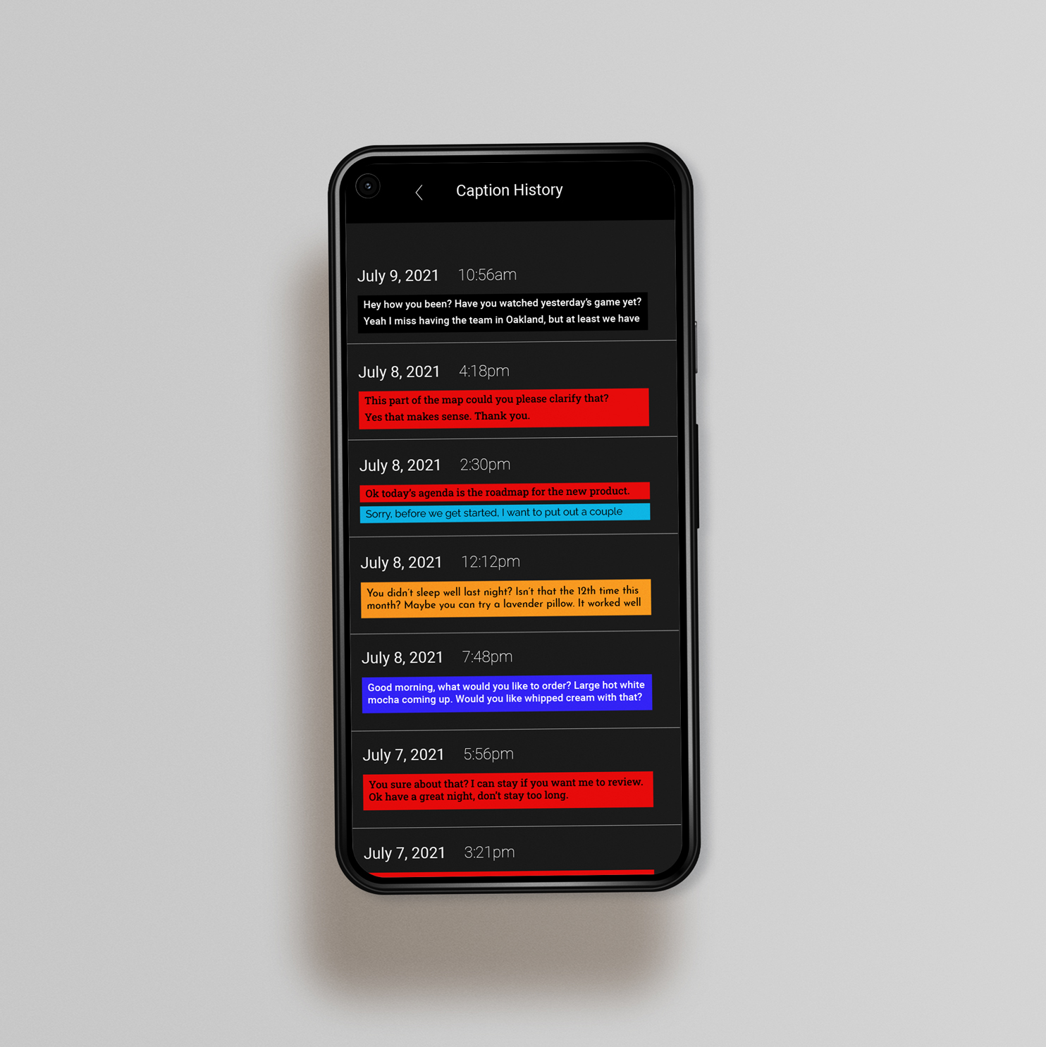 Caption History on Mobile