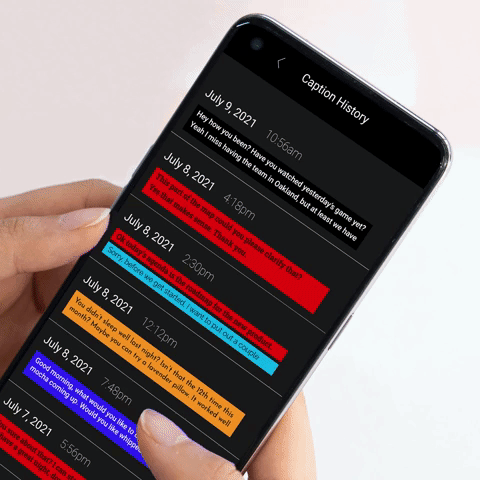 Caption History on Mobile Demo