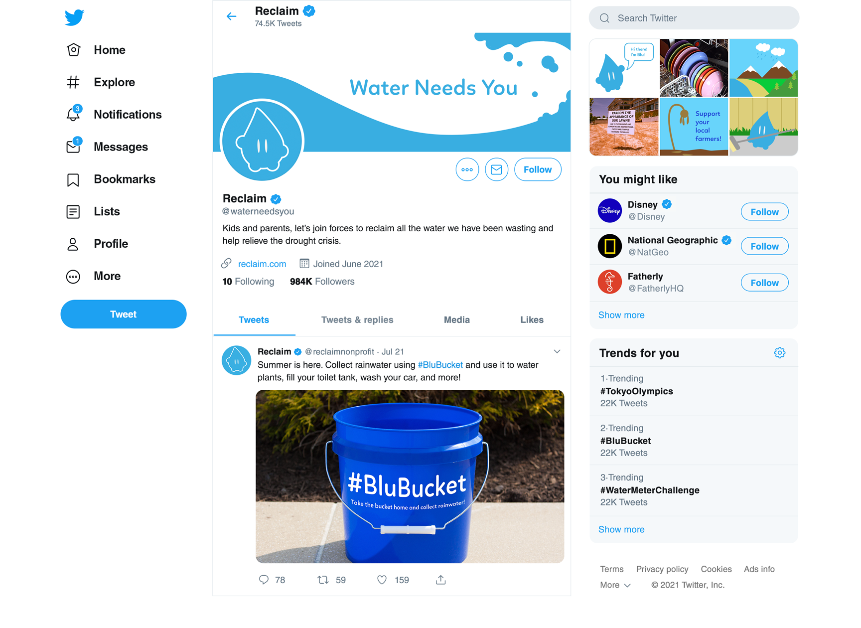 Reclaim Twitter Page