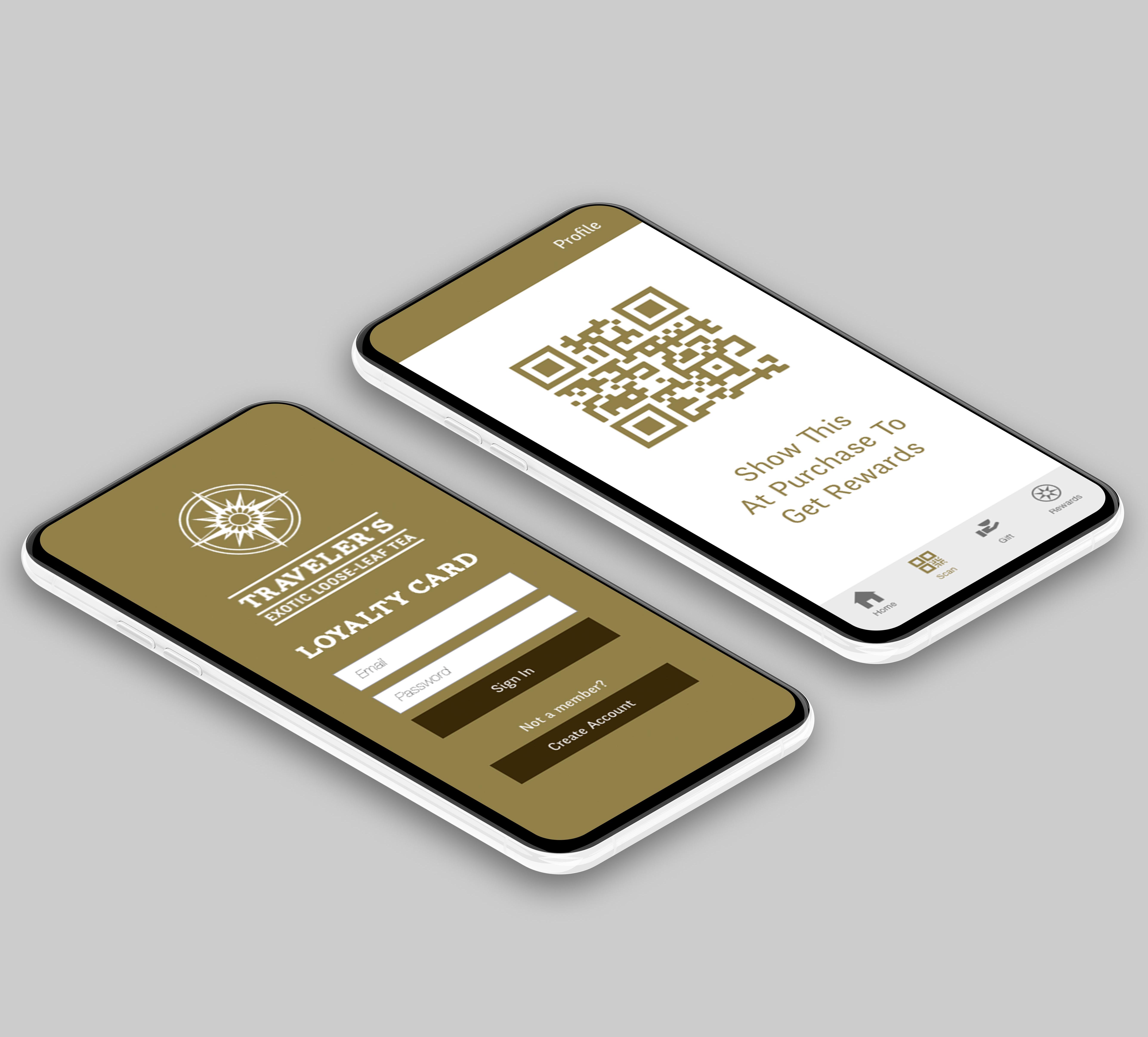 Traveler's Tea Loyalty App Mockup